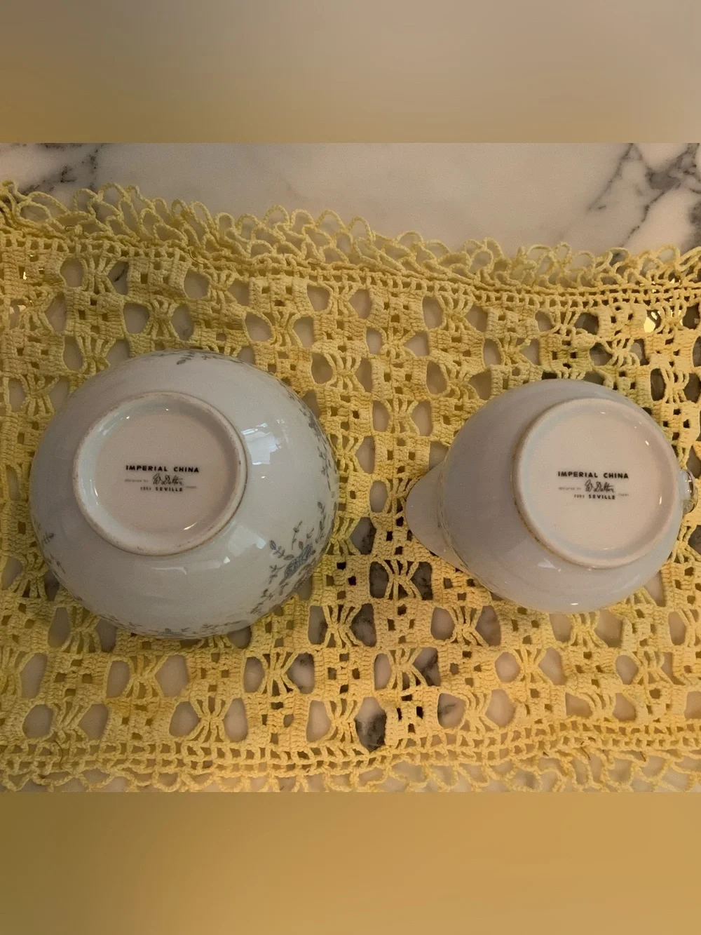 Vintage Imperial China “Seville” Blue Floral Cream & Sugar Bowl Set